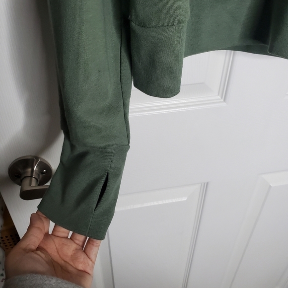 Sweaty Betty After Class Olive Green V Neck Pullover Hooded Sweatshirt - Picture 6 of 8